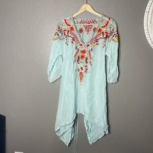 Johnny Was Blouse Tunic Mint Green Women's Size Small